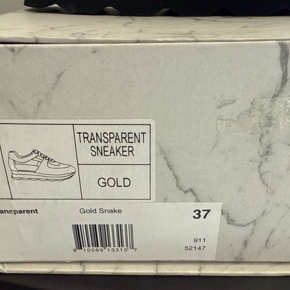 Jessica Rich Women’s Gold Python snake Transparent Sneaker 37=7 New $200+ Retail - Picture 6 of 7